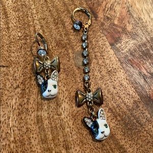 Betsey Johnson mismatched Bulldog earrings